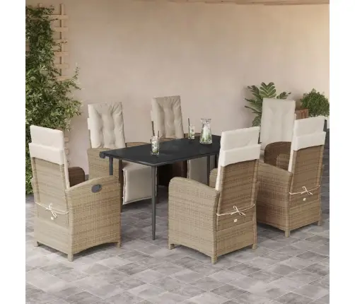 7-Osaline Aiamööbli Komplekt Patjadega, Beež, Polürotang