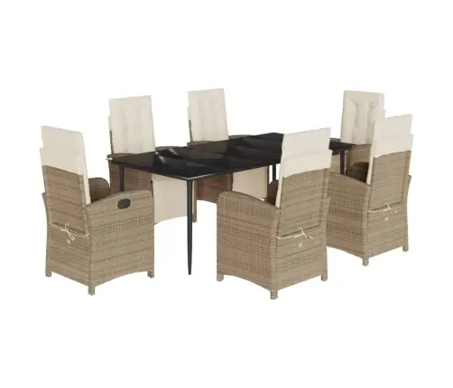 7-Osaline Aiamööbli Komplekt Patjadega, Beež, Polürotang