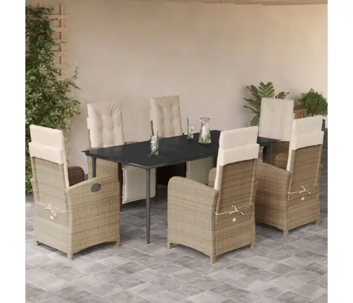 7-Osaline Aiamööbli Komplekt Patjadega, Beež, Polürotang