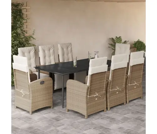 9-Osaline Aiamööbli Komplekt Patjadega, Beež, Polürotang