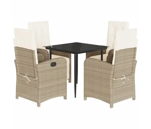 5-Daļīgs Dārza Mēbeļu Komplekts, Matrači, Bēša Pe Rotangpalma Vidaxl