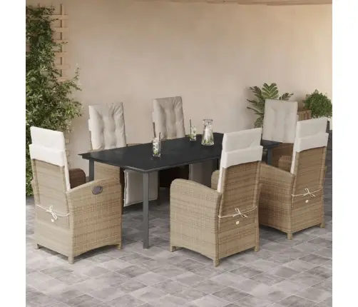 7-Osaline Aiamööbli Komplekt Patjadega, Beež, Polürotang