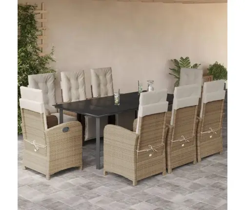 9-Daļīgs Virtuves Mēbeļu Komplekts Ar Matračiem, Pe Rotangpalma Vidaxl