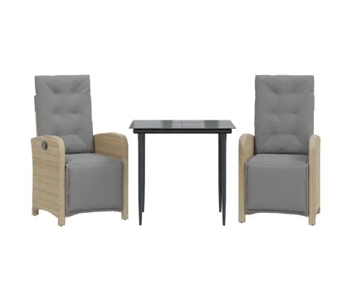 3-Osaline Bistrookomplekt Patjadega, Beež, Polürotang