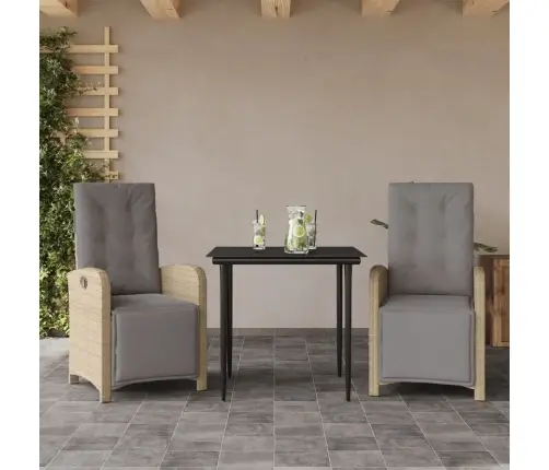 3-Osaline Bistrookomplekt Patjadega, Beež, Polürotang