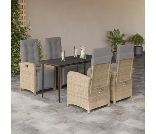 Sodo Komplektas Su Pagalvėlėmis, 5 Dalių, Smėlio, Poliratanas