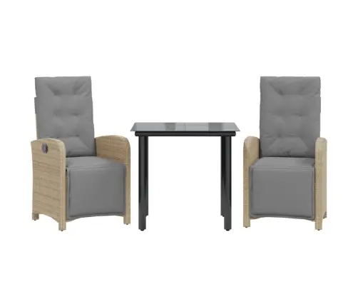 3-Osaline Bistrookomplekt Patjadega, Beež, Polürotang