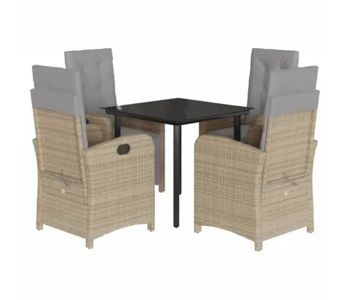 5-Daļīgs Dārza Mēbeļu Komplekts, Matrači, Bēša Pe Rotangpalma Vidaxl