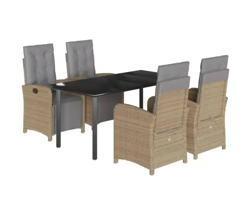 Sodo Komplektas Su Pagalvėlėmis, 5 Dalių, Smėlio, Poliratanas