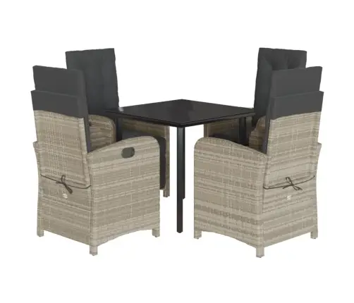 5-Osaline Aiamööbli Komplekt Patjadega, Helehall, Polürotang