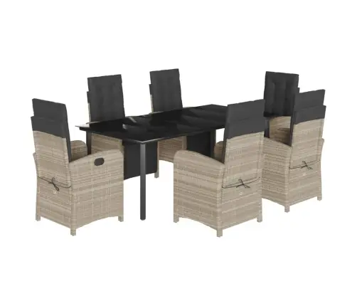 Sodo Komplektas Su Pagalvėlėmis, 7 Dalių, Pilkas, Poliratanas