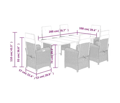Sodo Komplektas Su Pagalvėlėmis, 7 Dalių, Pilkas, Poliratanas