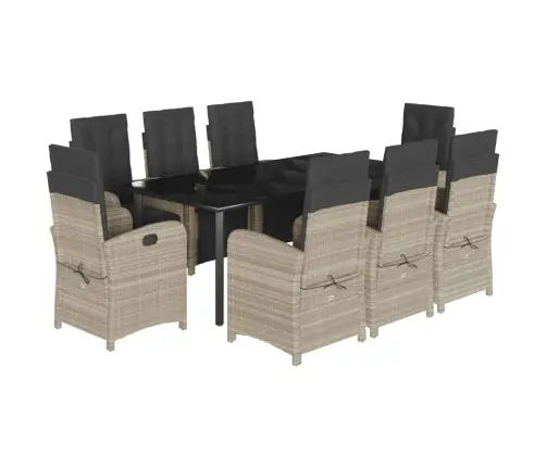 9-Osaline Aiamööbli Komplekt Patjadega, Helehall, Polürotang