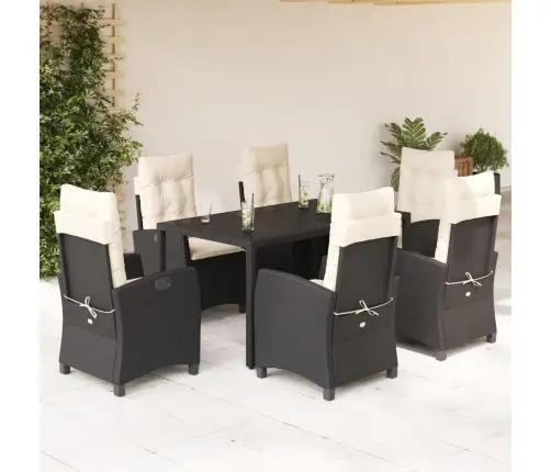 Sodo Komplektas Su Pagalvėlėmis, 7 Dalių, Juodas, Poliratanas