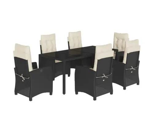 7-Osaline Aiamööblikomplekt Patjadega, Must, Polürotang