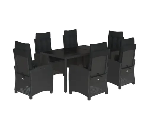 7-Osaline Aiamööblikomplekt Patjadega, Must, Polürotang