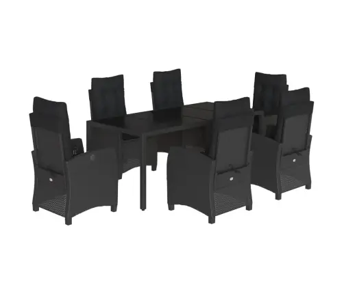 7-Osaline Aiamööblikomplekt Patjadega, Must, Polürotang