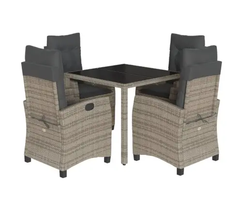 5-Osaline Aiamööbli Komplekt Patjadega, Hall, Polürotang