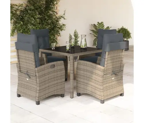 5-Osaline Aiamööbli Komplekt Patjadega, Hall, Polürotang