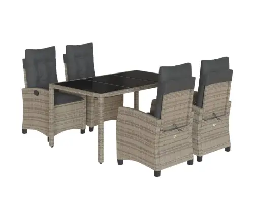 5-Daļīgs Dārza Mēbeļu Komplekts, Matrači, Pelēka Pe Rotangpalma Vidaxl