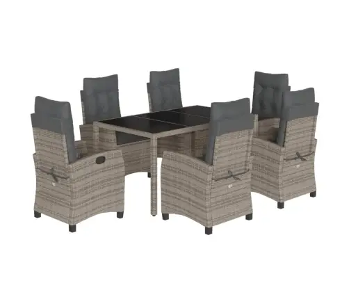 7-Daļīgs Dārza Mēbeļu Komplekts, Matrači, Pelēka Pe Rotangpalma Vidaxl