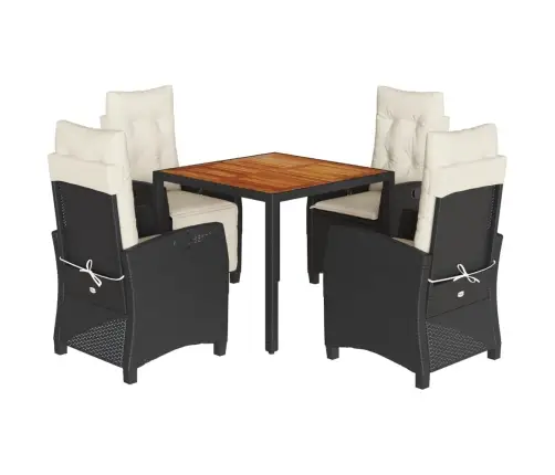 5-Osaline Aiamööbli Komplekt Patjadega, Must, Polürotang