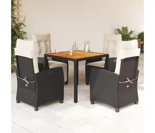 5-Osaline Aiamööbli Komplekt Patjadega, Must, Polürotang