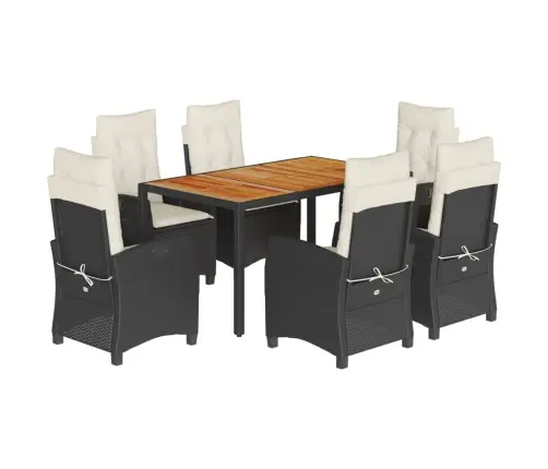 Sodo Komplektas Su Pagalvėlėmis, 7 Dalių, Juodas, Poliratanas