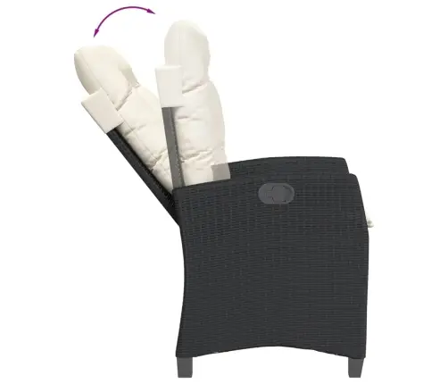 9-Daļīgs Dārza Mēbeļu Komplekts, Matrači, Melns, Pe Rotangpalma Vidaxl