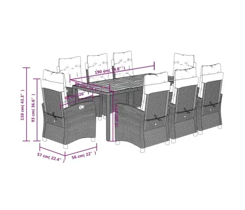 Sodo Komplektas Su Pagalvėlėmis, 9 Dalių, Juodas, Poliratanas