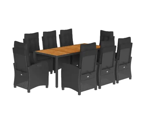 9-Osaline Aiamööbli Komplekt Patjadega, Must, Polürotang