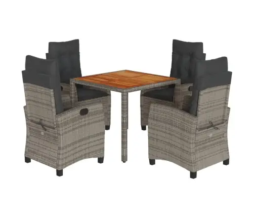 Sodo Komplektas Su Pagalvėlėmis, 5 Dalių, Pilkas, Poliratanas