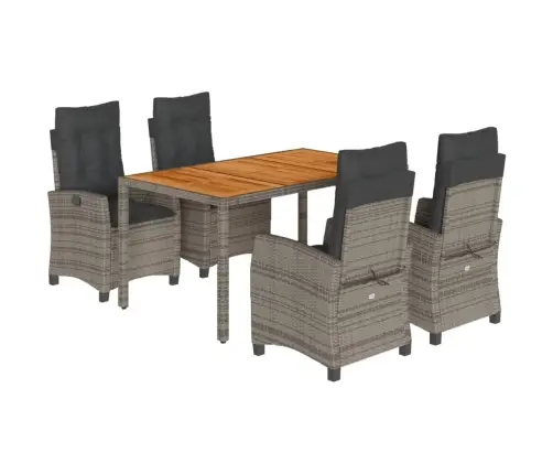 5-Daļīgs Dārza Mēbeļu Komplekts, Matrači, Pelēka Pe Rotangpalma Vidaxl