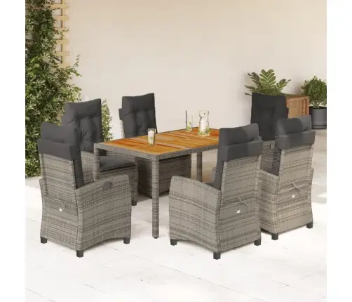 7-Osaline Aiamööbli Komplekt Patjadega, Hall, Polürotang