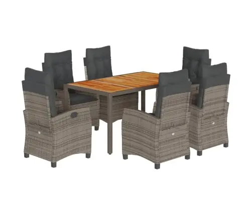 7-Daļīgs Dārza Mēbeļu Komplekts, Matrači, Pelēka Pe Rotangpalma Vidaxl