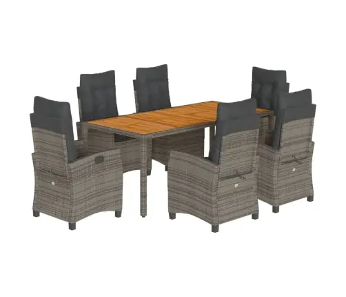 7-Daļīgs Dārza Mēbeļu Komplekts, Matrači, Pelēka Pe Rotangpalma Vidaxl