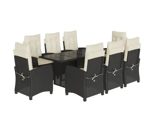 9-Osaline Aiamööbli Komplekt Patjadega, Must, Polürotang