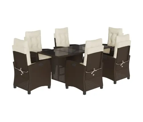 Sodo Komplektas Su Pagalvėlėmis, 7 Dalių, Rudas, Poliratanas