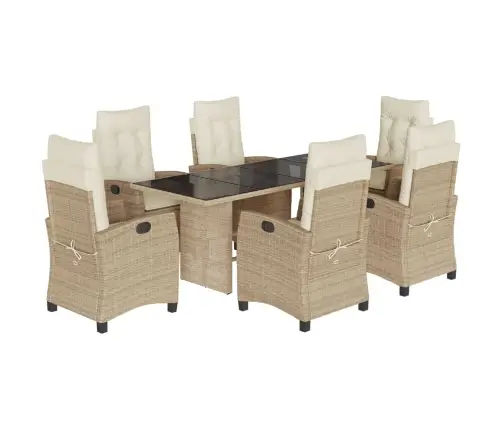 7-Osaline Aiamööbli Komplekt Patjadega, Beež, Polürotang