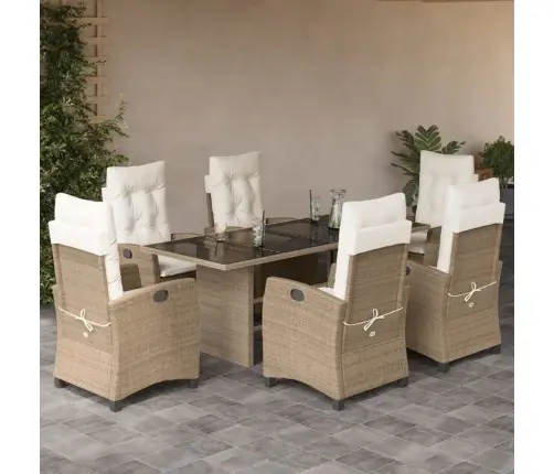 7-Osaline Aiamööbli Komplekt Patjadega, Beež, Polürotang