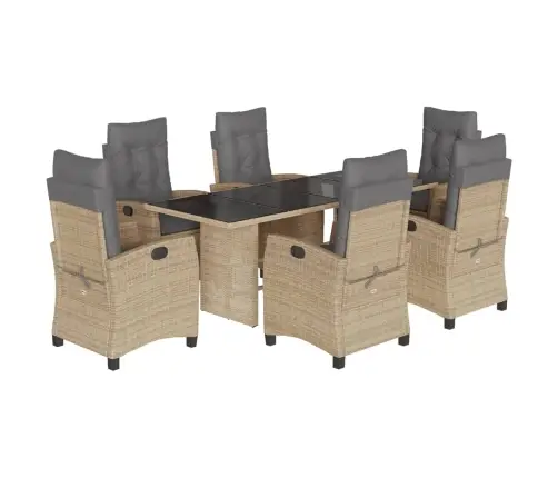 7-Osaline Aia Söögimööbli Komplekt Patjadega, Beežid Toonid