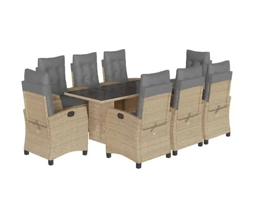 Sodo Komplektas Su Pagalvėlėmis, 9 Dalių, Smėlio, Poliratanas