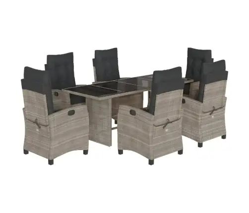 Sodo Komplektas Su Pagalvėlėmis, 7 Dalių, Pilkas, Poliratanas