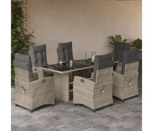 Sodo Komplektas Su Pagalvėlėmis, 7 Dalių, Pilkas, Poliratanas