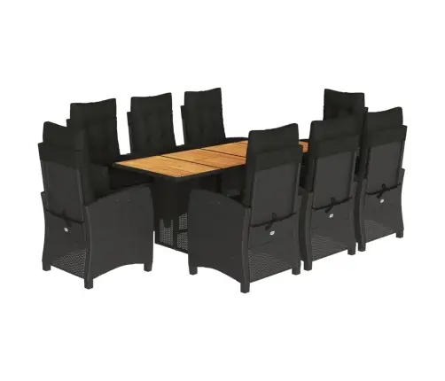 Sodo Komplektas Su Pagalvėlėmis, 9 Dalių, Juodas, Poliratanas