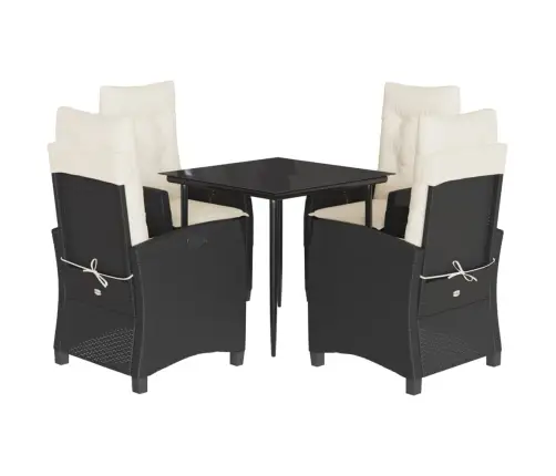 5-Daļīgs Dārza Mēbeļu Komplekts, Matrači, Melna Pe  Rotangpalma Vidaxl