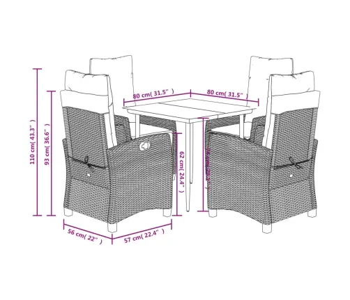 Sodo Komplektas Su Pagalvėlėmis, 5 Dalių, Juodas, Poliratanas