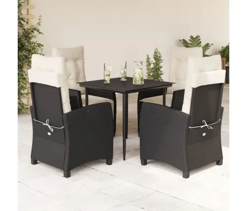 Sodo Komplektas Su Pagalvėlėmis, 5 Dalių, Juodas, Poliratanas