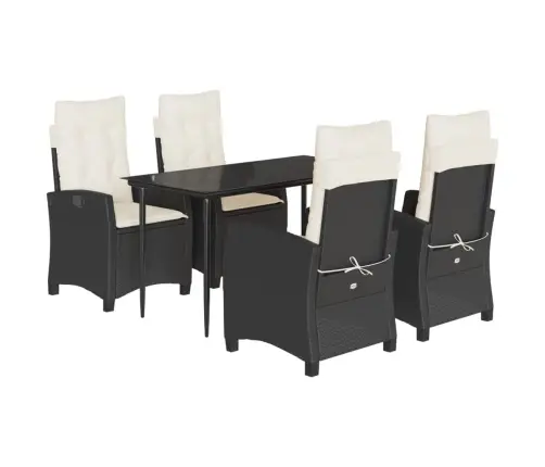 Sodo Komplektas Su Pagalvėlėmis, 5 Dalių, Juodas, Poliratanas