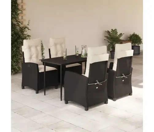 Sodo Komplektas Su Pagalvėlėmis, 5 Dalių, Juodas, Poliratanas